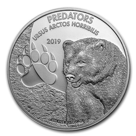 2019 Democratic Republic of Congo 1 oz Silver Grizzly Bear BU 2019 Democratic Republic of Congo 1 oz Silver Grizzly Bear BU