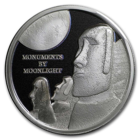 2019 Fiji 1 oz Silver Proof Monuments By Moonlight: Easter Island 2019 Fiji 1 oz Silver Proof Monuments By Moonlight: Easter Island