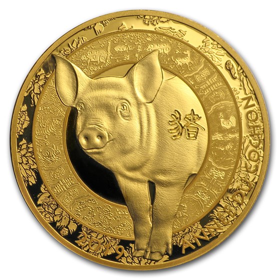 2019 France 1/4 oz Gold €50 Year of the Pig Proof (Lunar) 2019 France 1/4 oz Gold €50 Year of the Pig Proof (Lunar)