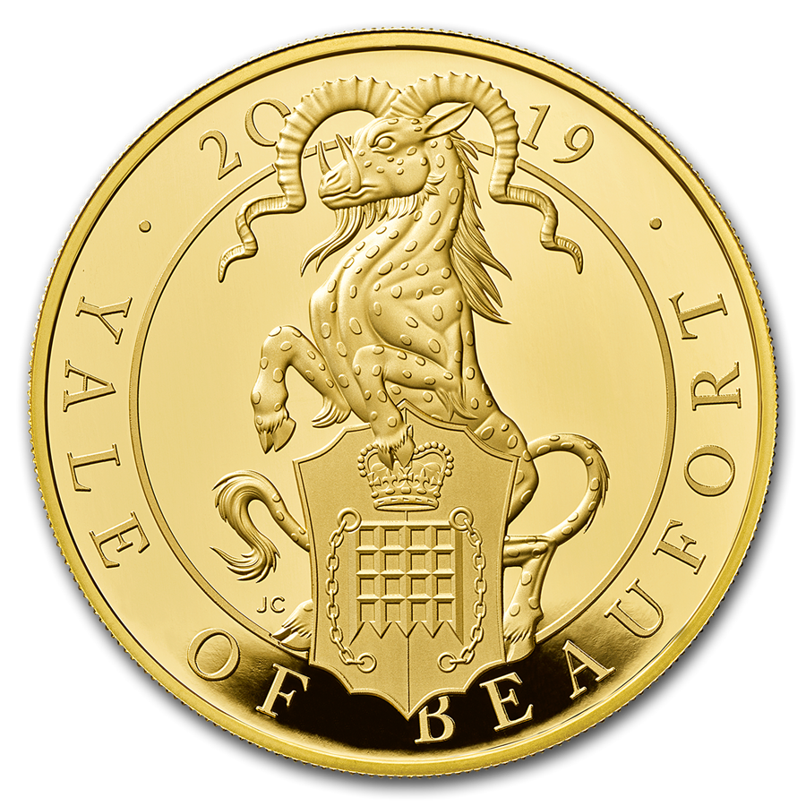 2019 GB Proof 5 oz Gold Queen's Beasts Yale (Box & COA) For Sale The
