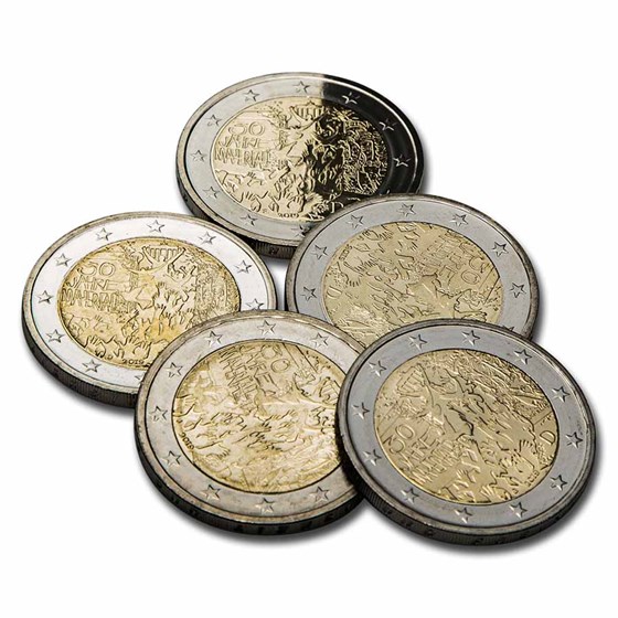 2019 Germany 2 Euro Fall of the Berlin Wall 5-Coin Set BU 2019 Germany 2 Euro Fall of the Berlin Wall 5-Coin Set BU