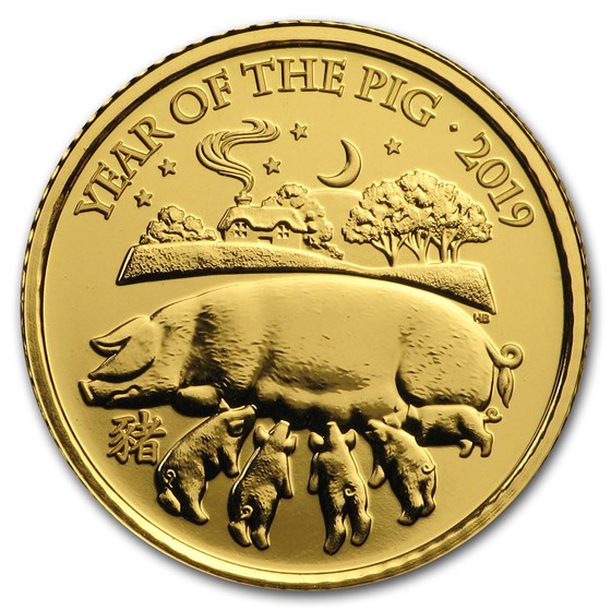 2019 Great Britain 1/10 oz Gold Year of the Pig BU (Box & COA) 2019 Great Britain 1/10 oz Gold Year of the Pig BU (Box & COA)