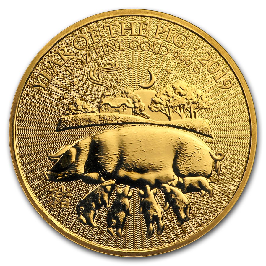 2019 Great Britain 1 oz Gold Year of the Pig BU