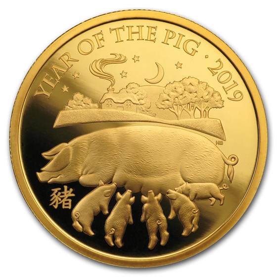 2019 Great Britain 1 oz Gold Year of the Pig Proof (Box & COA) 2019 Great Britain 1 oz Gold Year of the Pig Proof (Box & COA)