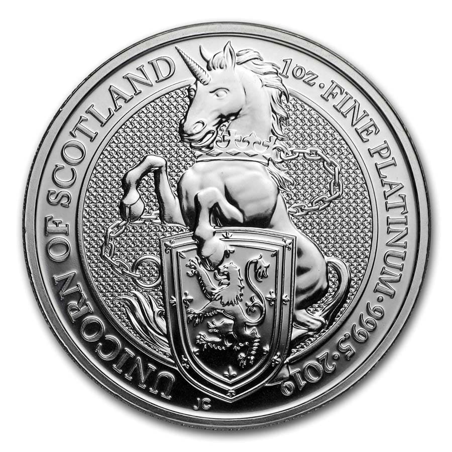 2019 Great Britain 1 oz Platinum Queen's Beasts The Unicorn