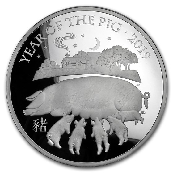 2019 Great Britain Kilo Silver Year of the Pig Proof (Box & COA) 2019 Great Britain Kilo Silver Year of the Pig Proof (Box & COA)
