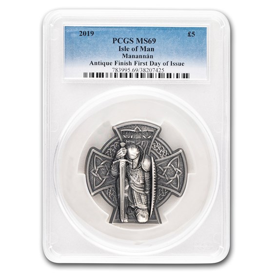 2019 Isle of Man 3 oz Silver Manannán MS-69 PCGS (First Day) 2019 Isle of Man 3 oz Silver Manannán MS-69 PCGS (First Day)