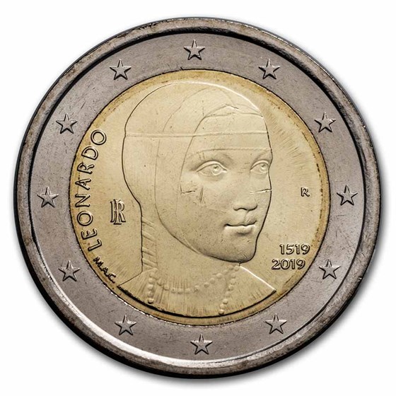 2019 Italy 2 Euro Leonardo da Vinci BU 2019 Italy 2 Euro Leonardo da Vinci BU