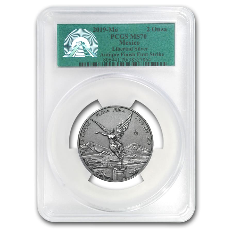 Licca メダル　silver925 Buy 2019 Mexican 2 oz Silver Libertad Antiqued Finish MS-70 PCGS