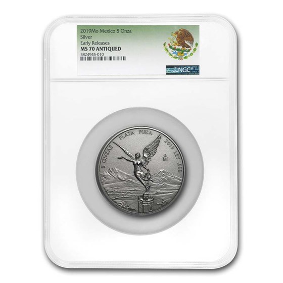 2019 Mexico 5 oz Silver Libertad Antiqued Finish MS-70 NGC (ER) 2019 Mexico 5 oz Silver Libertad Antiqued Finish MS-70 NGC (ER)