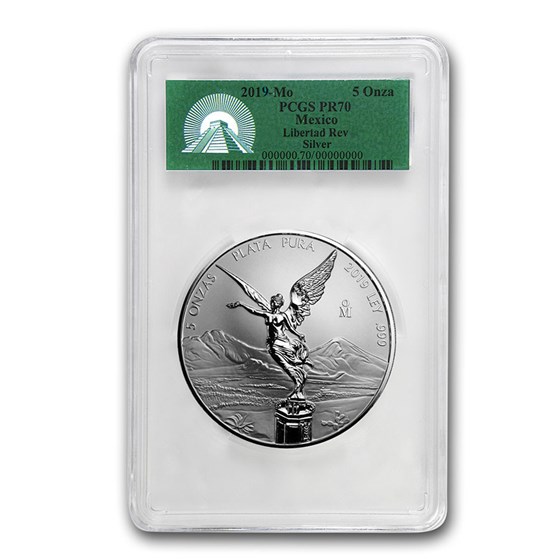 2019 Mexico 5 oz Silver Libertad Reverse Proof PR-70 PCGS 2019 Mexico 5 oz Silver Libertad Reverse Proof PR-70 PCGS