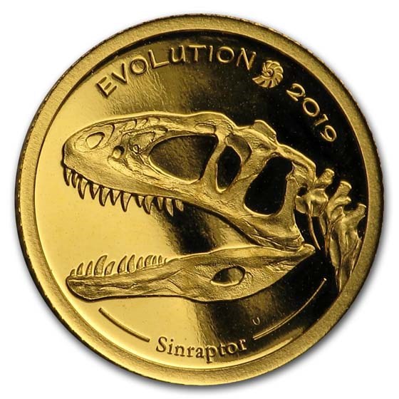 2019 Mongolia 1/2 gram Proof Gold Evolution (Sinraptor) 2019 Mongolia 1/2 gram Proof Gold Evolution (Sinraptor)