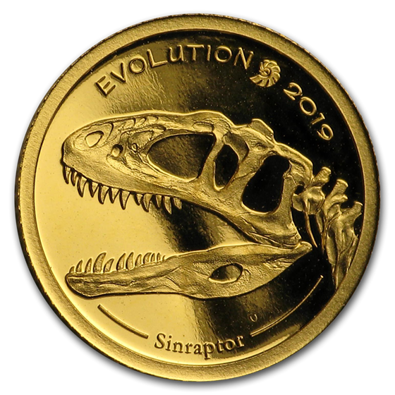 2019 Mongolia 1/2 gram Proof Gold Evolution (Sinraptor) 2019 Mongolia 1/2 gram Proof Gold Evolution (Sinraptor)
