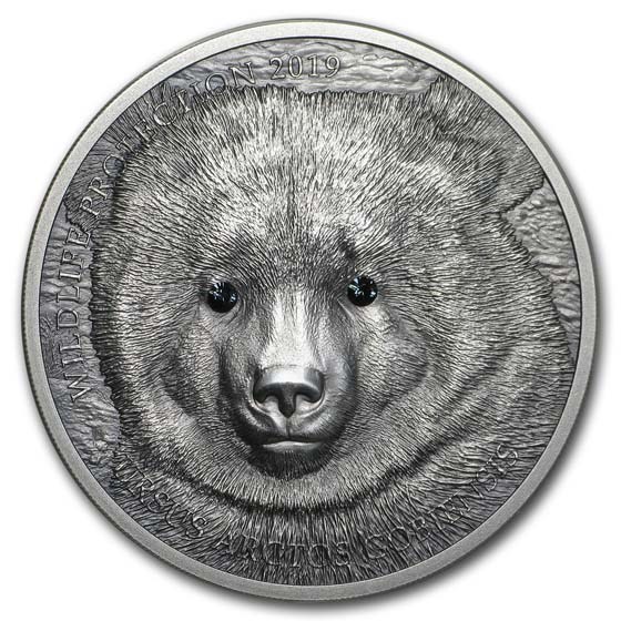 2019 Mongolia 1 oz Antique Silver Wildlife Protection Gobi Bear 2019 Mongolia 1 oz Antique Silver Wildlife Protection Gobi Bear