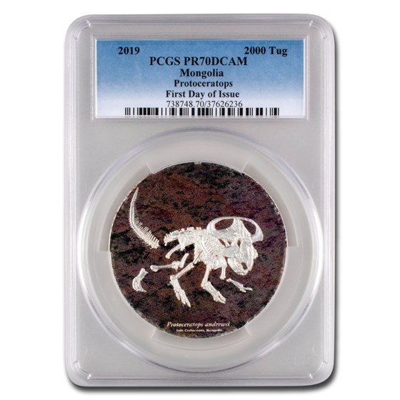 2019 Mongolia 3 oz Silver Protoceratops PR-70 PCGS 2019 Mongolia 3 oz Silver Protoceratops PR-70 PCGS