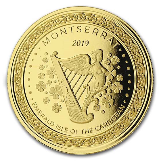 2019 Montserrat 1 oz Gold Emerald Isle of the Caribbean BU