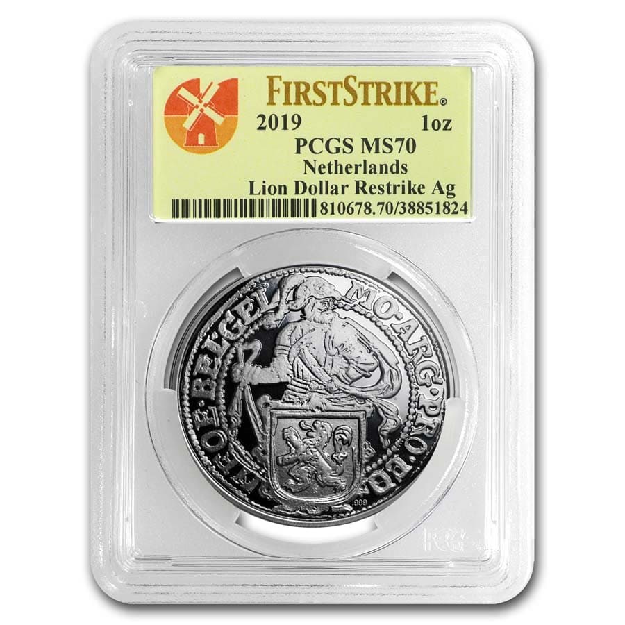 2019 Netherlands 1 oz Silver Lion Dollar MS-70 PCGS (FS)
