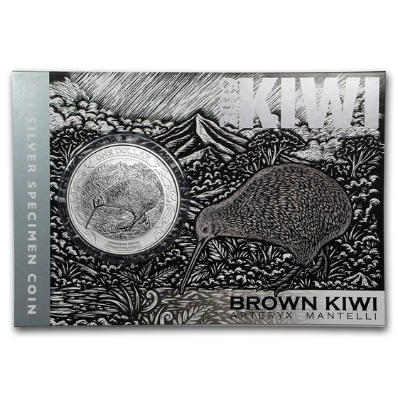 2019 New Zealand 1 oz Silver Kiwi Specimen (Display Card) 2019 New Zealand 1 oz Silver Kiwi Specimen (Display Card)