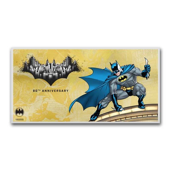 2019 Niue 1 gram Gold $10 Note Batman 80th Anniversary Foil Note 2019 Niue 1 gram Gold $10 Note Batman 80th Anniversary Foil Note