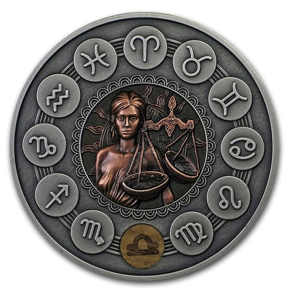 2019 Niue 1 oz Antique Silver Zodiac Signs: Libra 2019 Niue 1 oz Antique Silver Zodiac Signs: Libra