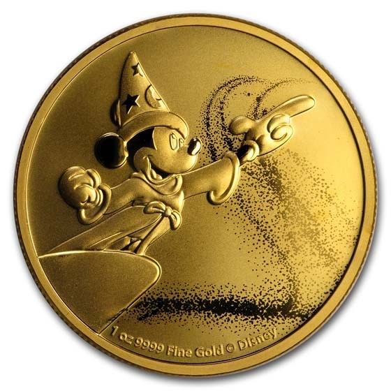 2019 Niue 1 oz Gold $250 Disney Mickey Mouse Fantasia BU