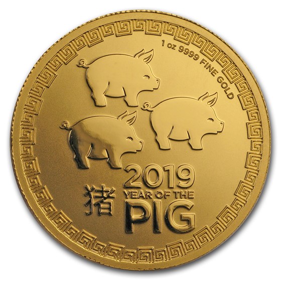 2019 Niue 1 oz Gold $250 Lunar Pig BU 2019 Niue 1 oz Gold $250 Lunar Pig BU