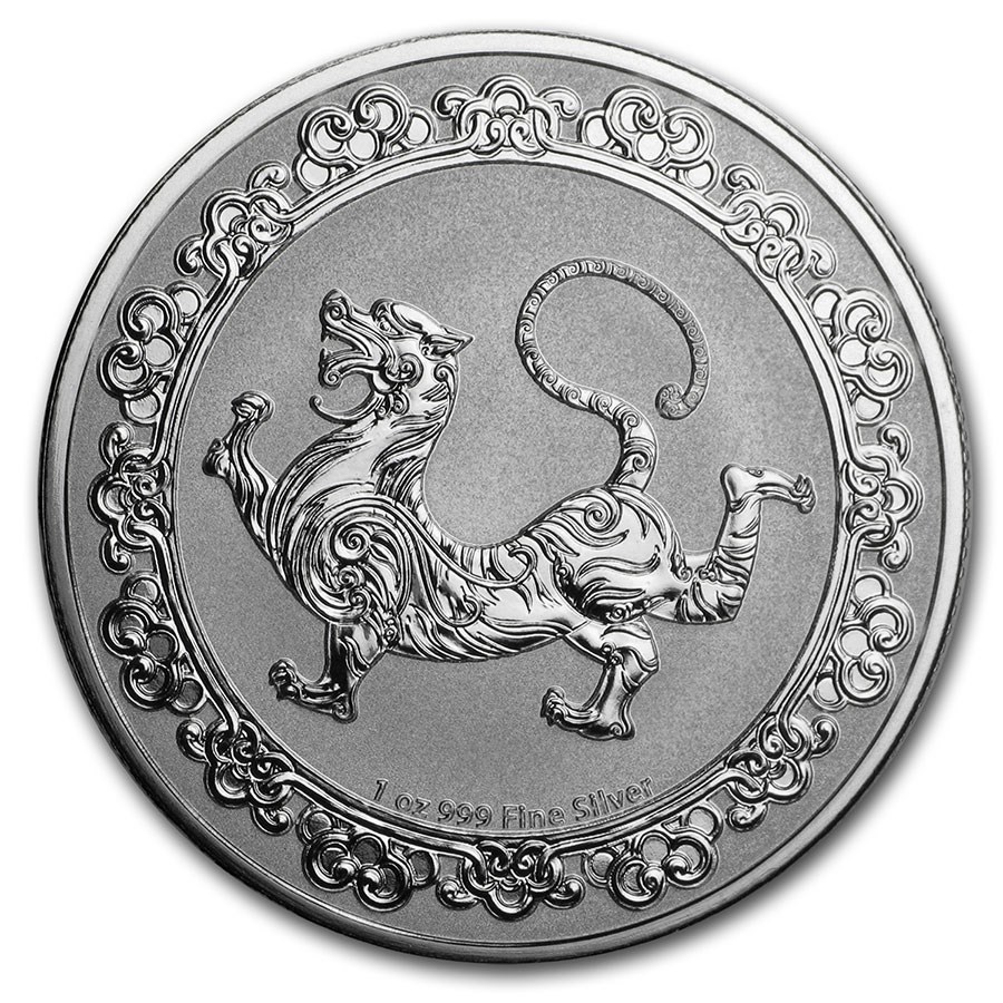 2019 Niue 1 oz Silver $2 Celestial Animals The White Tiger