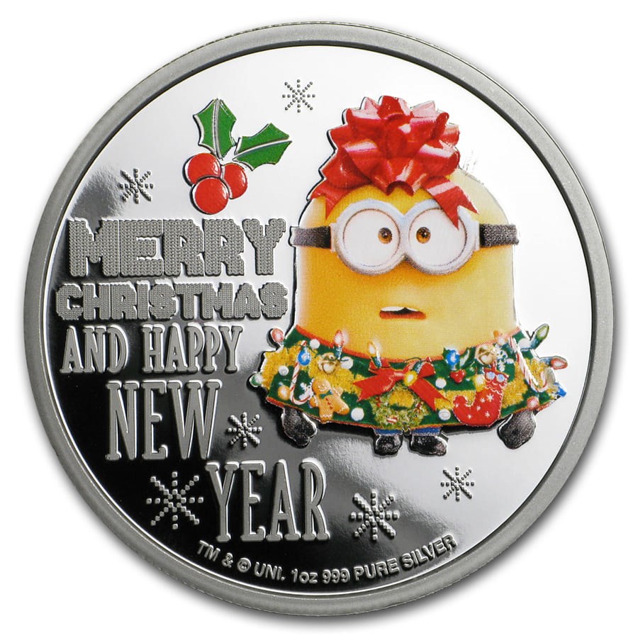Buy 2019 Niue 1 oz Silver $2 Despicable Me: Christmas Minion Proof | APMEX, image size:900x900