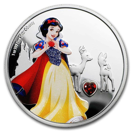 2019 Niue 1 oz Silver $2 Disney Princess Snow White w/Gemstone 2019 Niue 1 oz Silver $2 Disney Princess Snow White w/Gemstone