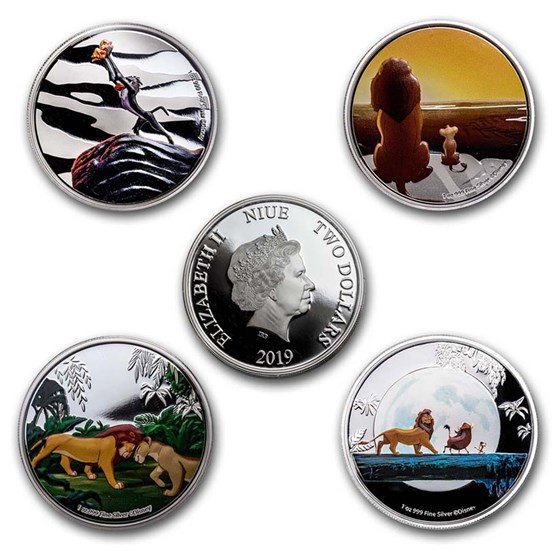 2019 Niue 1 oz Silver $2 Disney's The Lion King 4-Coin Set Proof 2019 Niue 1 oz Silver $2 Disney's The Lion King 4-Coin Set Proof