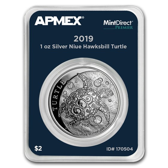 2019 Niue 1 oz Silver $2 Hawksbill Turtle (MintDirect® Premier) 2019 Niue 1 oz Silver $2 Hawksbill Turtle (MintDirect® Premier)