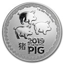 2019 Niue 1 oz Silver $2 Lunar Year of the Pig BU