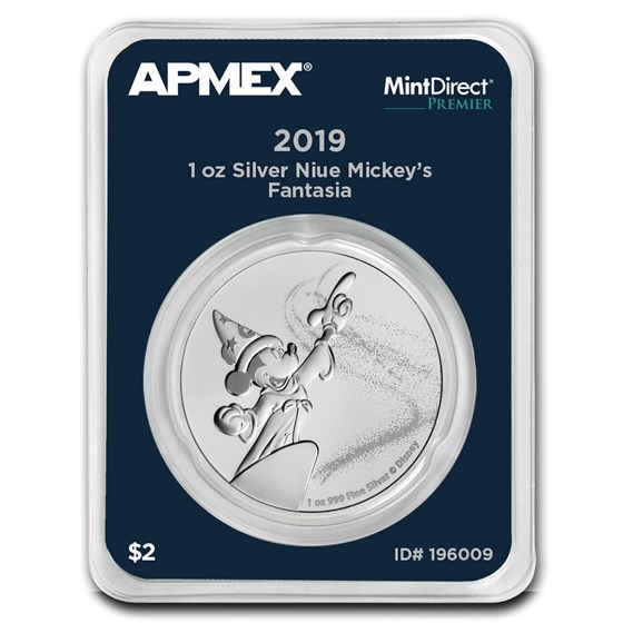 2019 Niue 1 oz Silver $2 Mickey Fantasia (MD® Premier Single) 2019 Niue 1 oz Silver $2 Mickey Fantasia (MD® Premier Single)