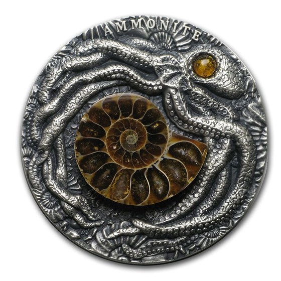 2019 Niue 2 oz Antique Silver Fossil - Ammonite 2019 Niue 2 oz Antique Silver Fossil - Ammonite