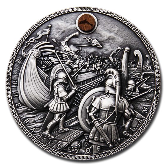 2019 Niue 2 oz Antique Silver Sea Battles; The Battle of Salamis 2019 Niue 2 oz Antique Silver Sea Battles; The Battle of Salamis