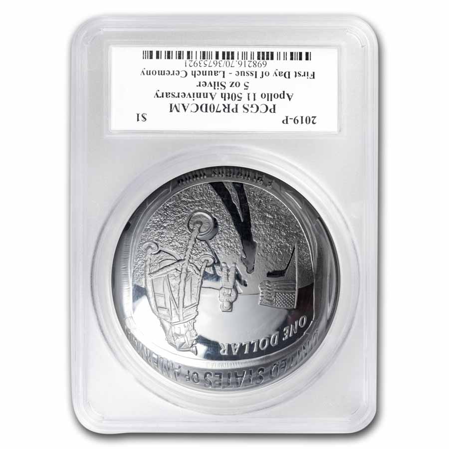 2019-P Apollo 11 50th Anniv 5 oz Silver PR-70 PCGS (FDI, Haise) | eBay