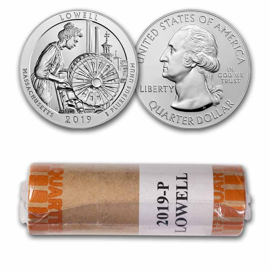 2019-P ATB Quarter Lowell National Historical Park 40-Coin RollBU