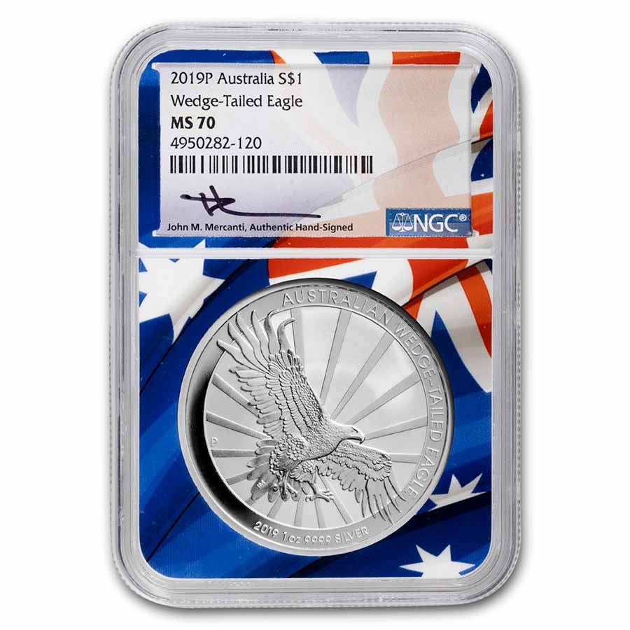 2019-P Australia 1 oz Silver Wedge Tailed Eagle MS-70 NGC