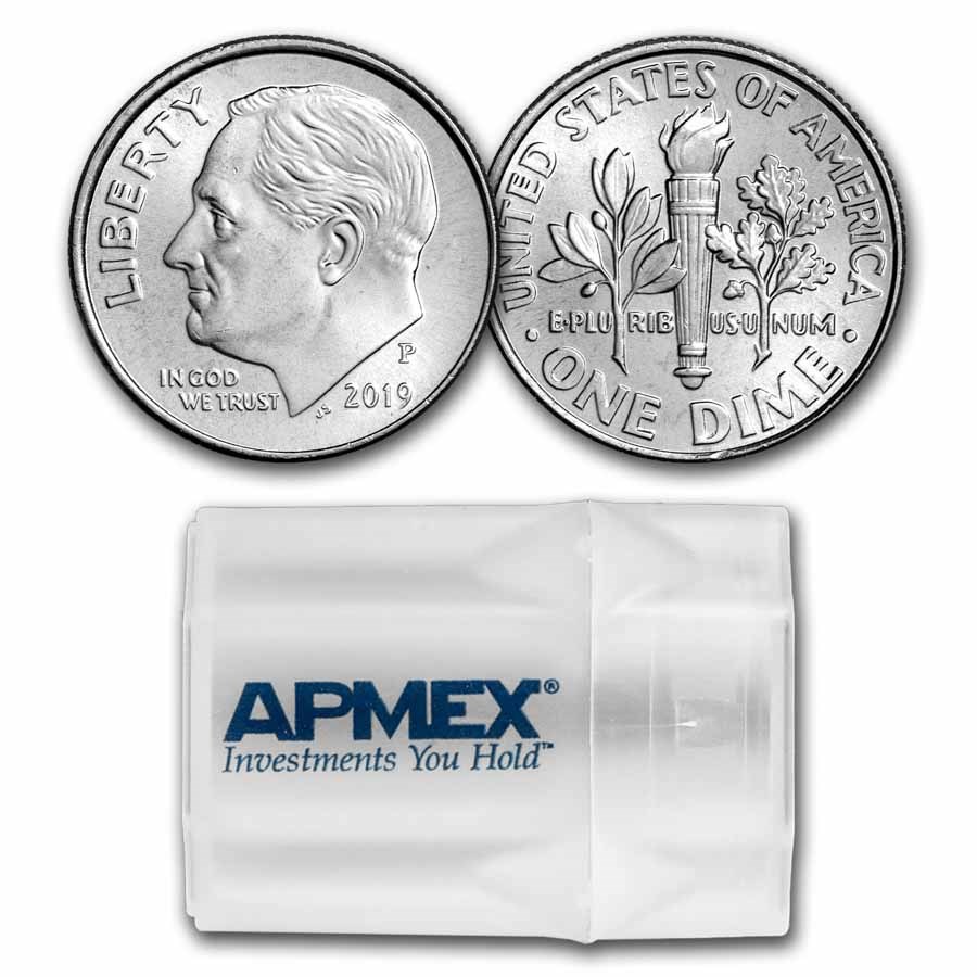 2019-P Roosevelt Dime 50-Coin Roll BU
