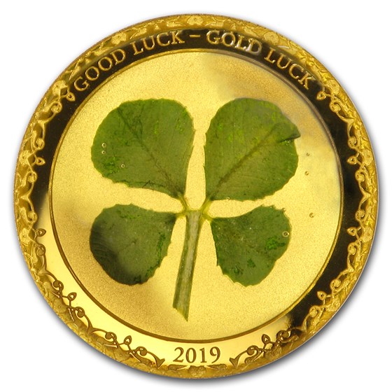 2019 Palau 1 gram Gold $1 Four-Leaf Clover 2019 Palau 1 gram Gold $1 Four-Leaf Clover