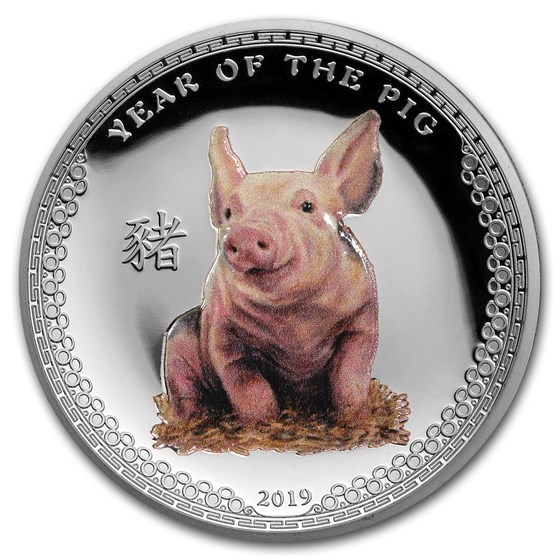 2019 Palau 1 oz Silver $5 Year of the Pig UHR (Colorized) 2019 Palau 1 oz Silver $5 Year of the Pig UHR (Colorized)