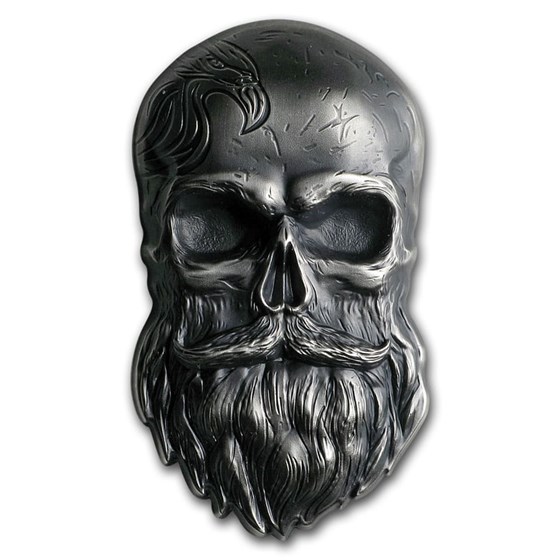 2019 Palau 1 oz Silver Antique Finish Biker Skull 2019 Palau 1 oz Silver Antique Finish Biker Skull