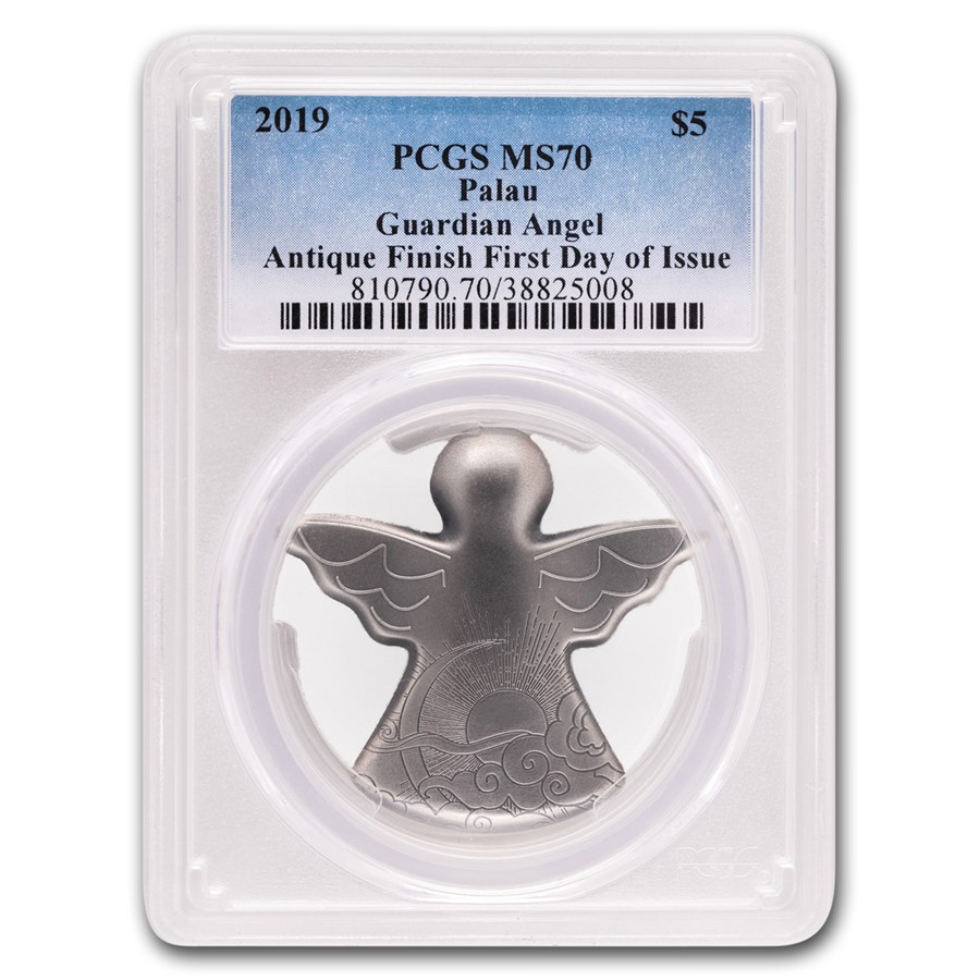 Buy 2019 Palau 1 oz Silver Guardian Angel Shaped Coin MS70 PCGS APMEX