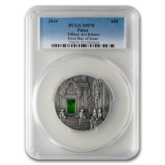 2019 Palau 2 oz Antique Silver Tiffany Art Khmer MS-70 PCGS 2019 Palau 2 oz Antique Silver Tiffany Art Khmer MS-70 PCGS
