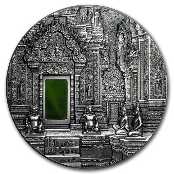2019 Palau 2 oz Antique Silver Tiffany Art Khmer 2019 Palau 2 oz Antique Silver Tiffany Art Khmer