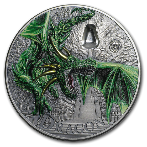 2019 Palau 2 oz Silver Mythical Creatures Collection Green Dragon 2019 Palau 2 oz Silver Mythical Creatures Collection Green Dragon