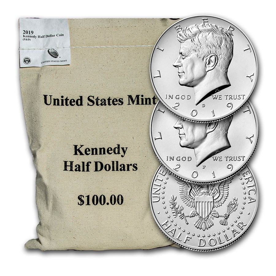 2019-P&D Kennedy Half Dollar 200-Coin Bag BU (Mixed mint marks)