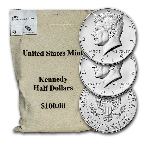 2019-P&D Kennedy Half Dollar 200-Coin Bag BU (Mixed mint marks) 2019-P&D Kennedy Half Dollar 200-Coin Bag BU (Mixed mint marks)