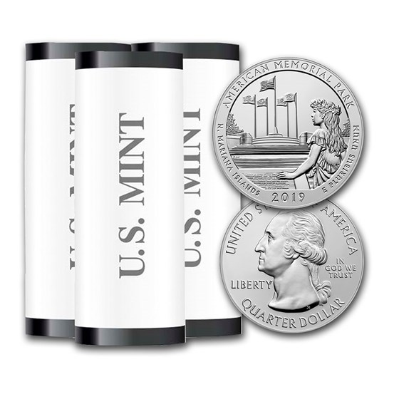 2019-PDS ATB Quarter American Mem. 40-Coin (3 Roll Set) BU 2019-PDS ATB Quarter American Mem. 40-Coin (3 Roll Set) BU