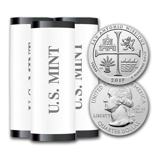 2019-PDS ATB Quarter San Antonio Park 40-Coin (3 Roll Set) BU 2019-PDS ATB Quarter San Antonio Park 40-Coin (3 Roll Set) BU